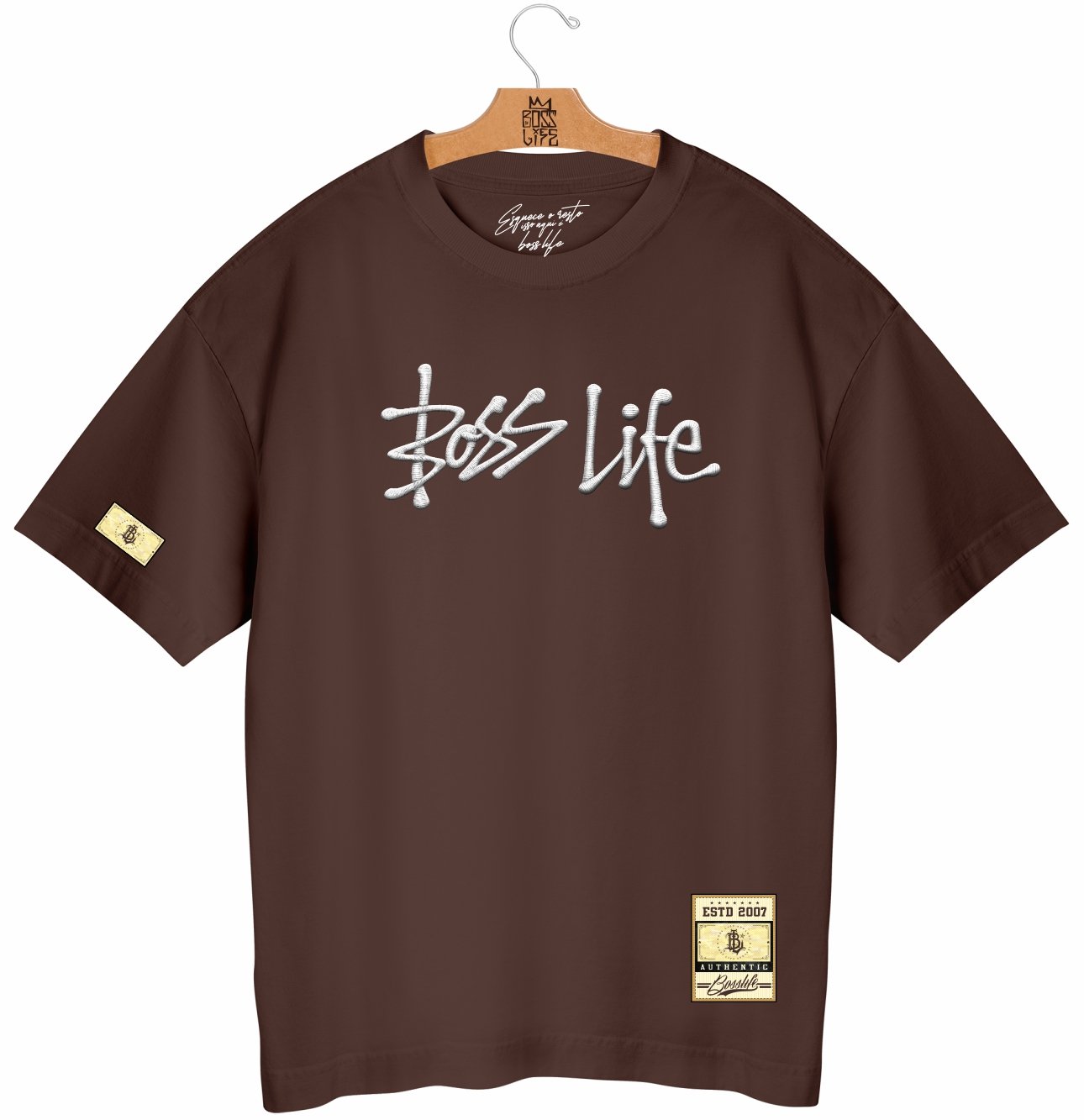 Camiseta Oversized Boss Life Signature Scroll – Frente e Costas