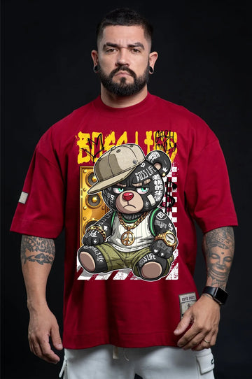 Camiseta Oversized Boss Life Rap Bear