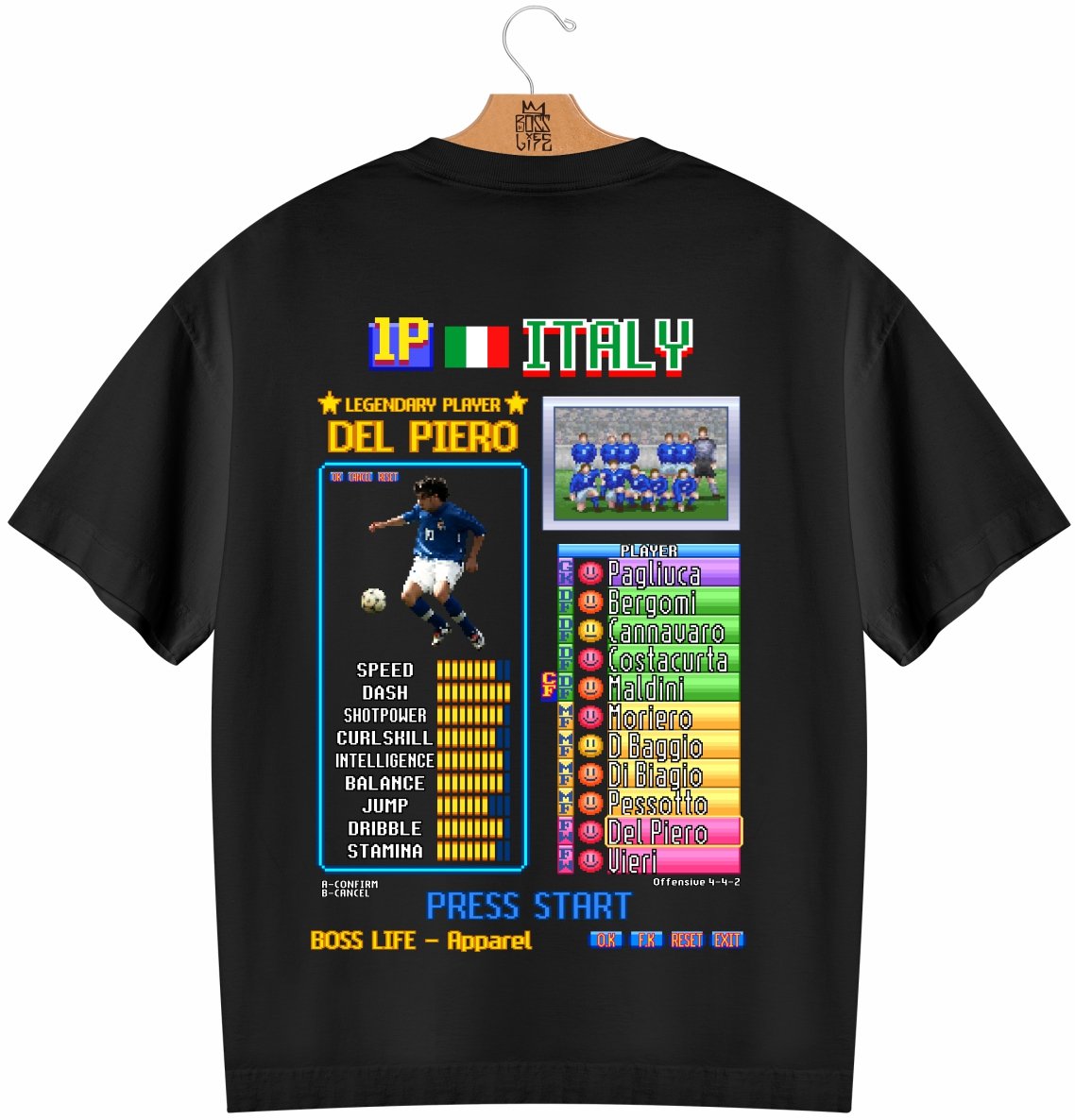 Camiseta Oversized Legends Card Del Piero  Frente e Costas