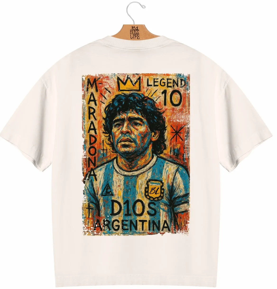Camiseta Oversized Legends El Diez Frente e Costas
