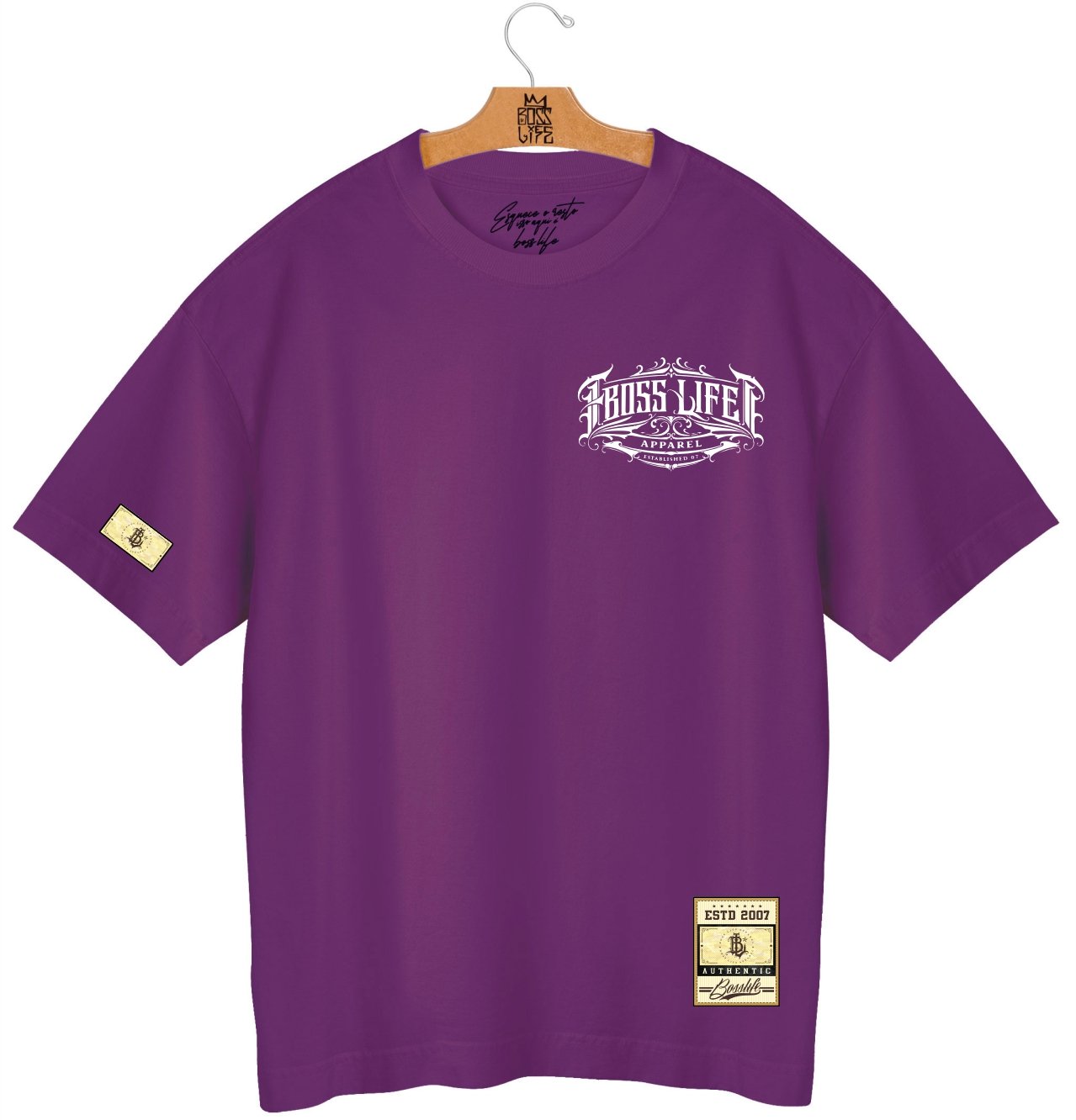 Camiseta Oversized Boss Life Signature Scroll – Frente e Costas