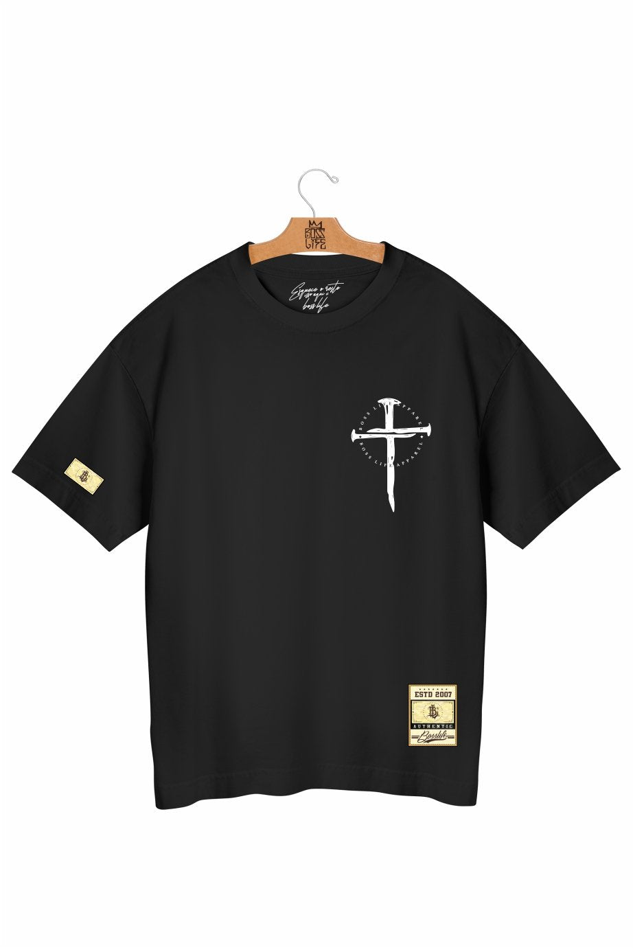 Camiseta Oversized Cross Bl Faith Frente e Costas