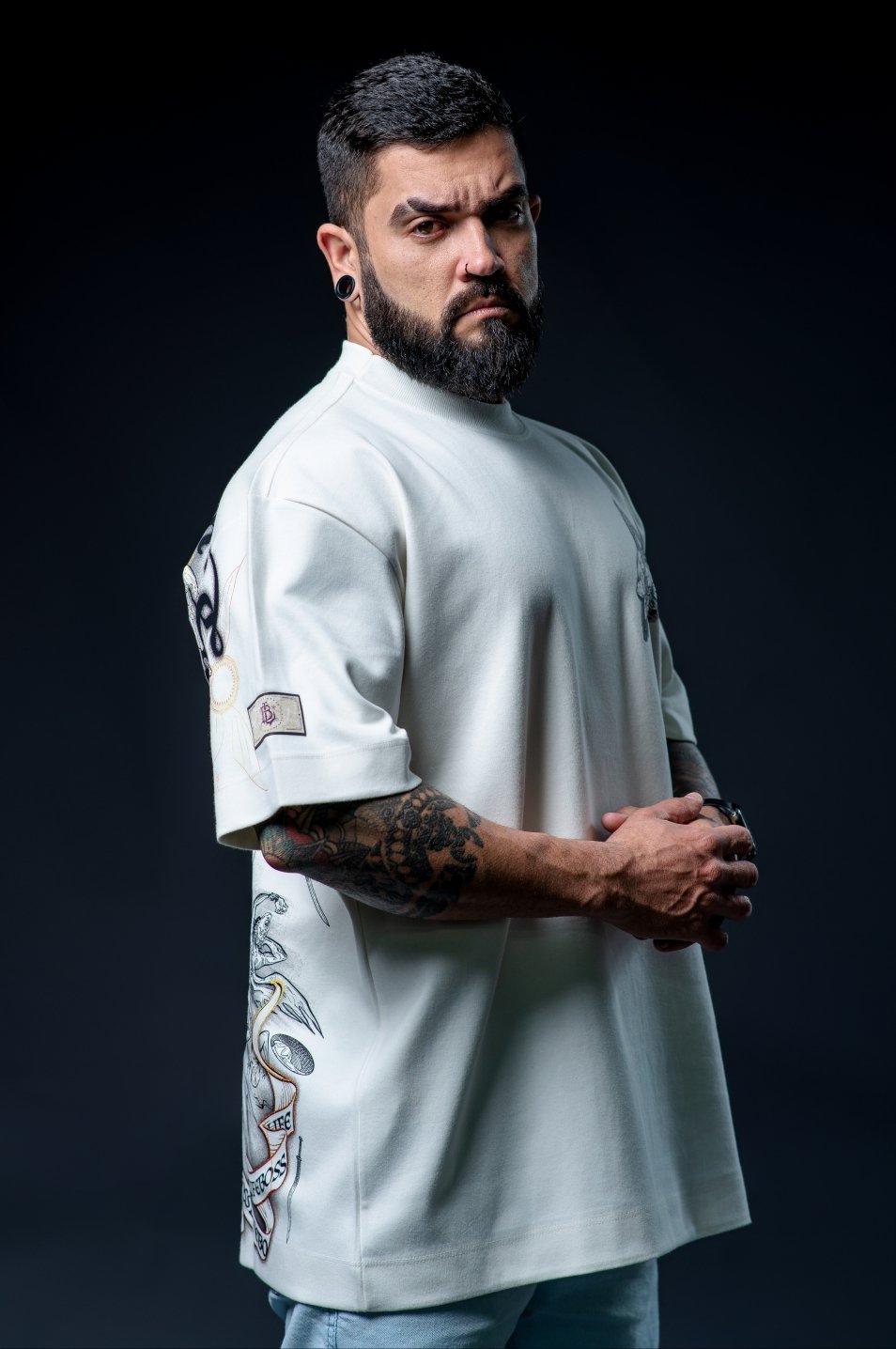Camiseta Oversized Arcanjos Bl Faith Frente e Costas