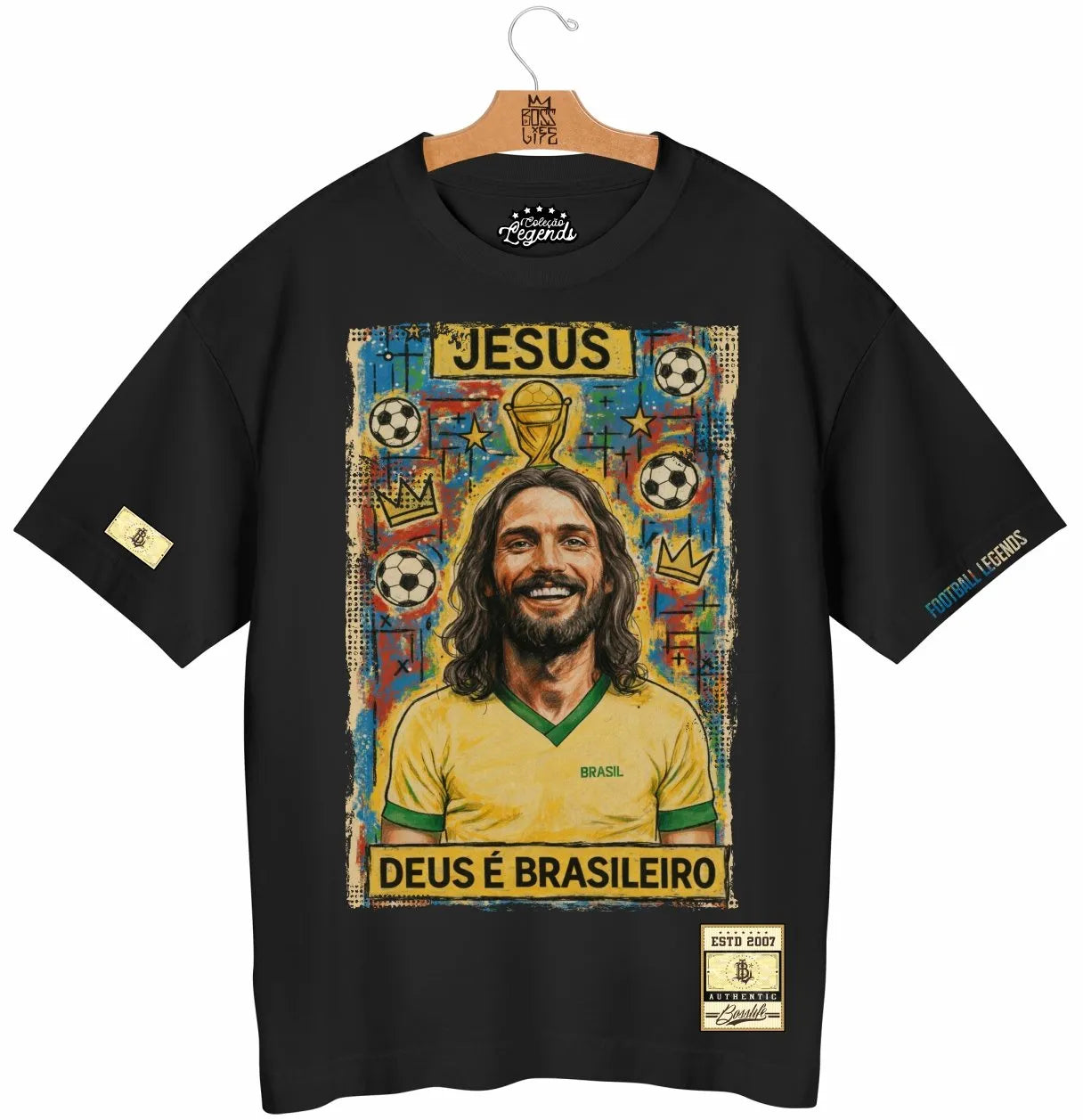 Camiseta Oversized Legends Deus é Brasileiro