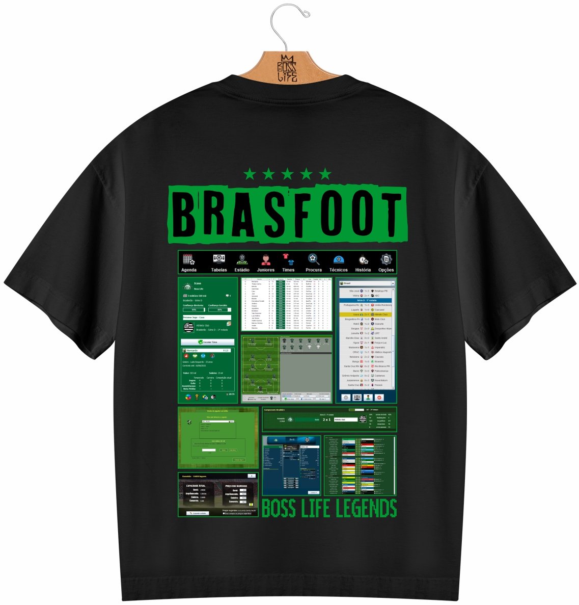 Camiseta Oversized Legends Brasfoot Manager Frente e Costas