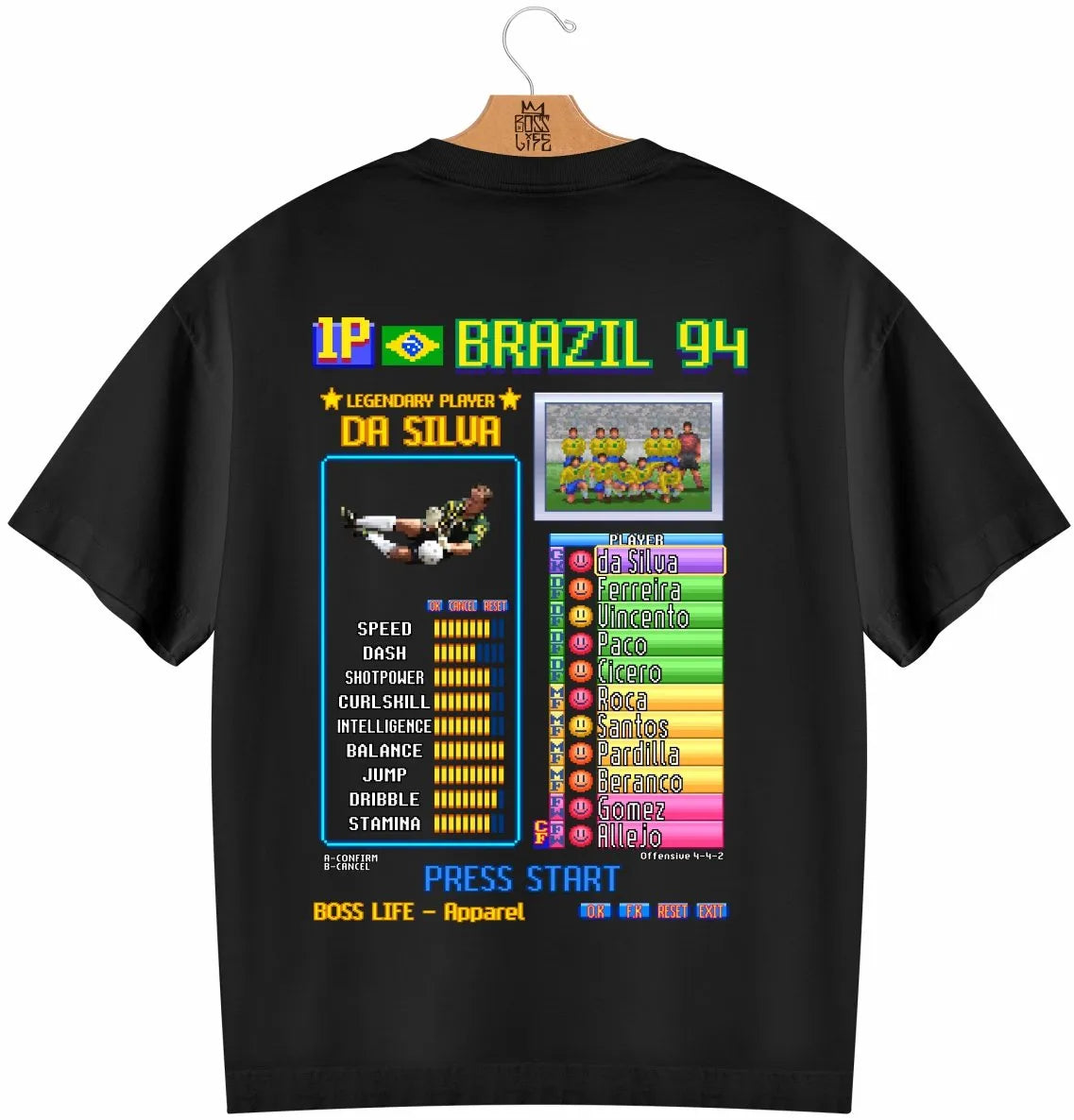 Camiseta Oversized Legends Card Da Silva Frente e Costas