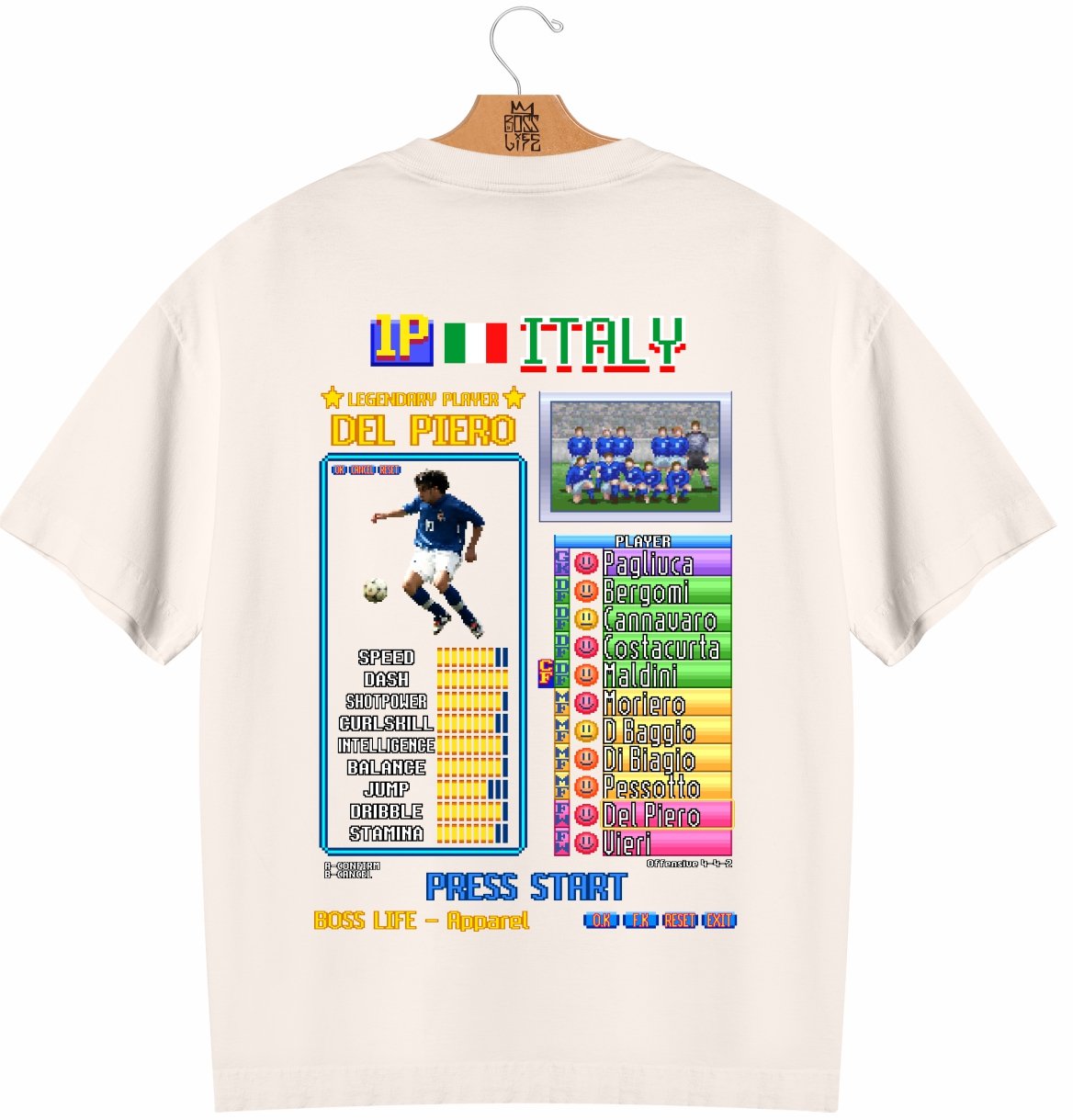Camiseta Oversized Legends Card Del Piero  Frente e Costas
