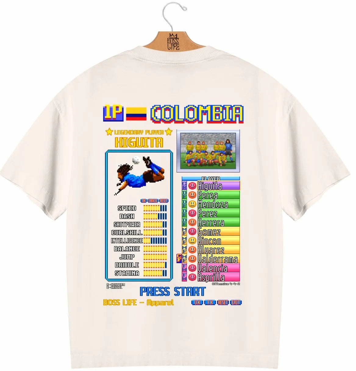 Camiseta Oversized Legends Card Higuita Frente e Costas
