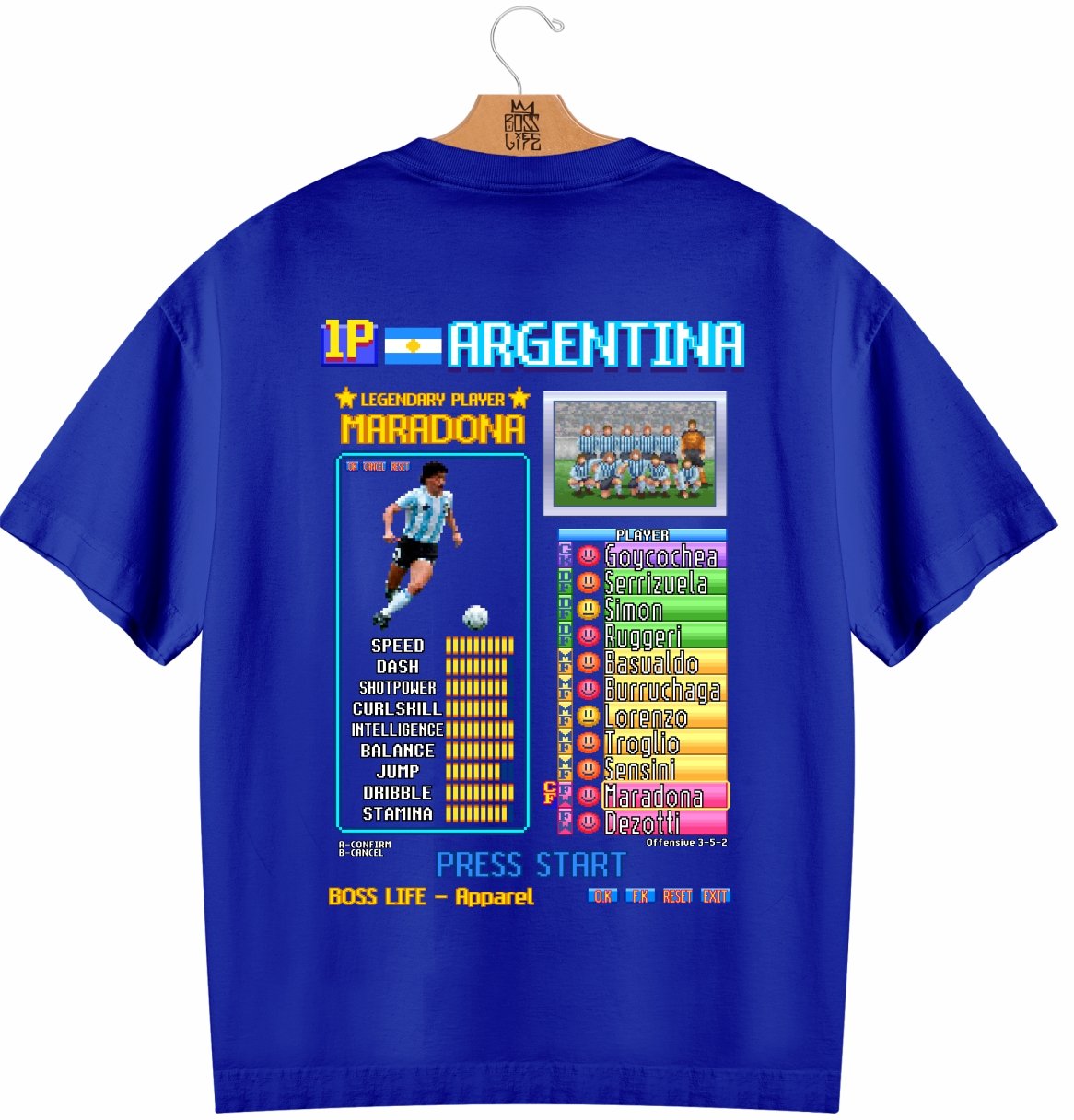 Camiseta Oversized Legends Card El Diez Frente e Costas