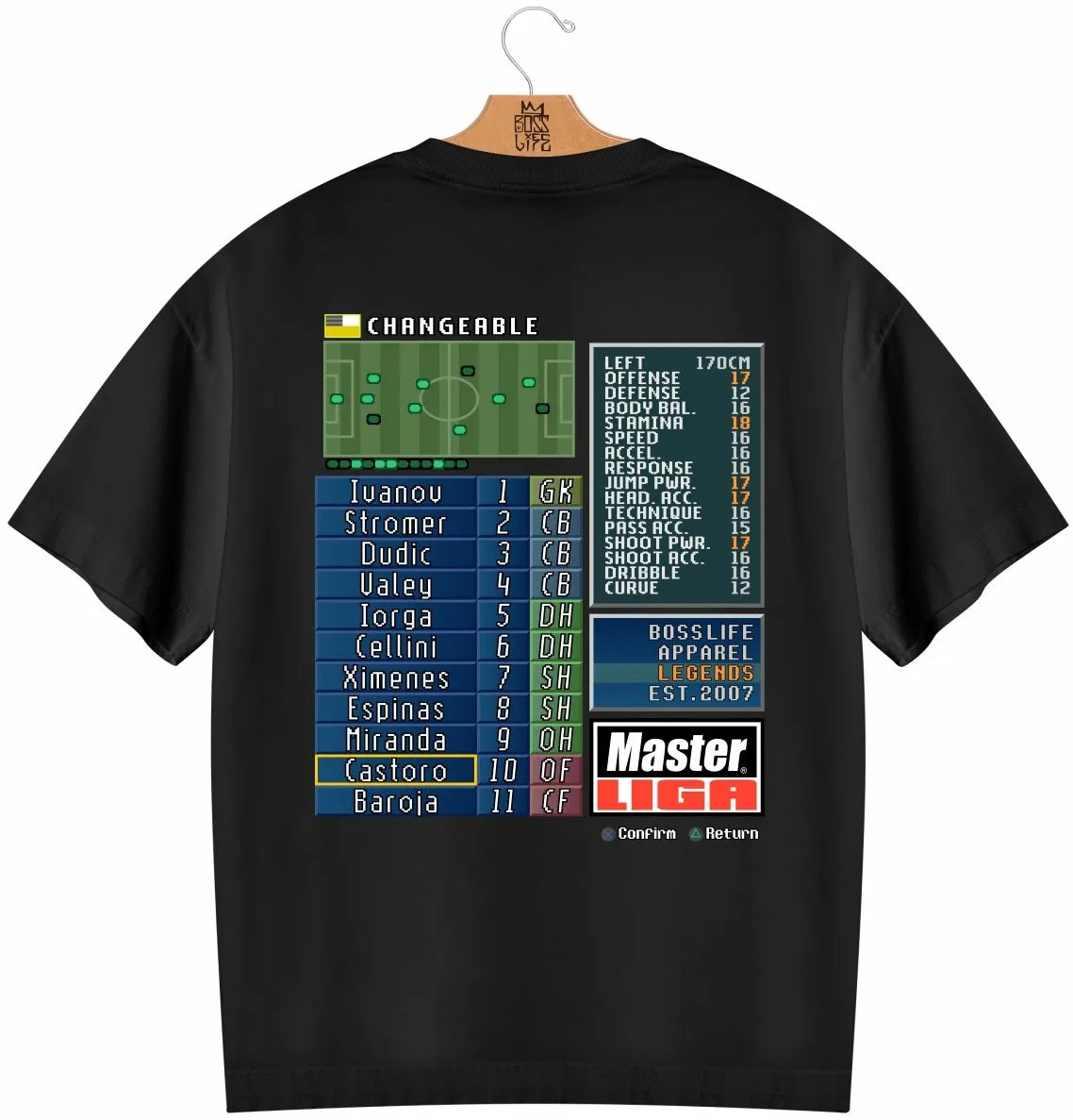 Camiseta Oversized Legends Master Liga Frente e Costas