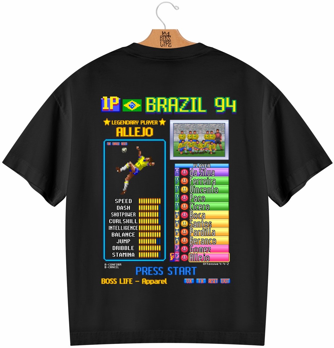 Camiseta Oversized Legends Card Allejo Frente e Costas