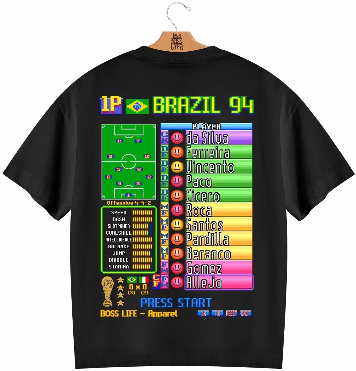 Camiseta Oversized Legends Brasil 94 Frente e Costas