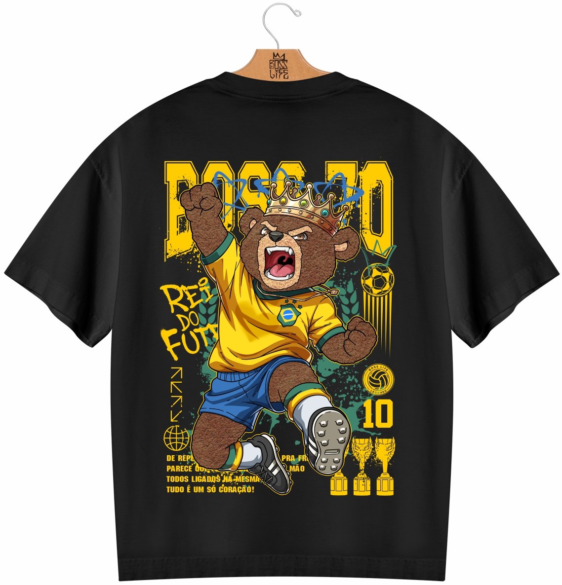 Camiseta Oversized Legends Rei do Futebol Frente e Costas