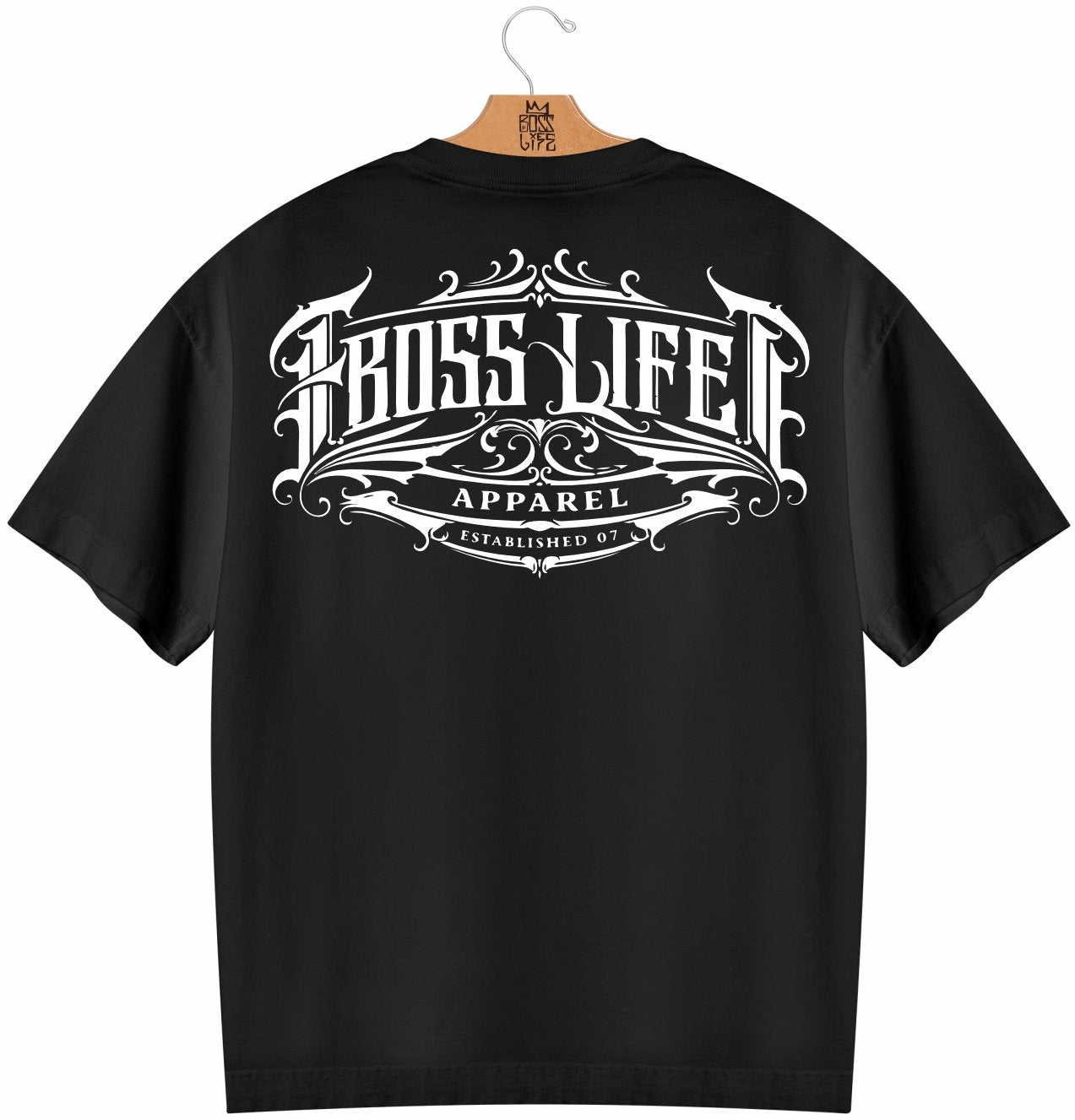 Camiseta Oversized Boss Life Signature Scroll – Frente e Costas