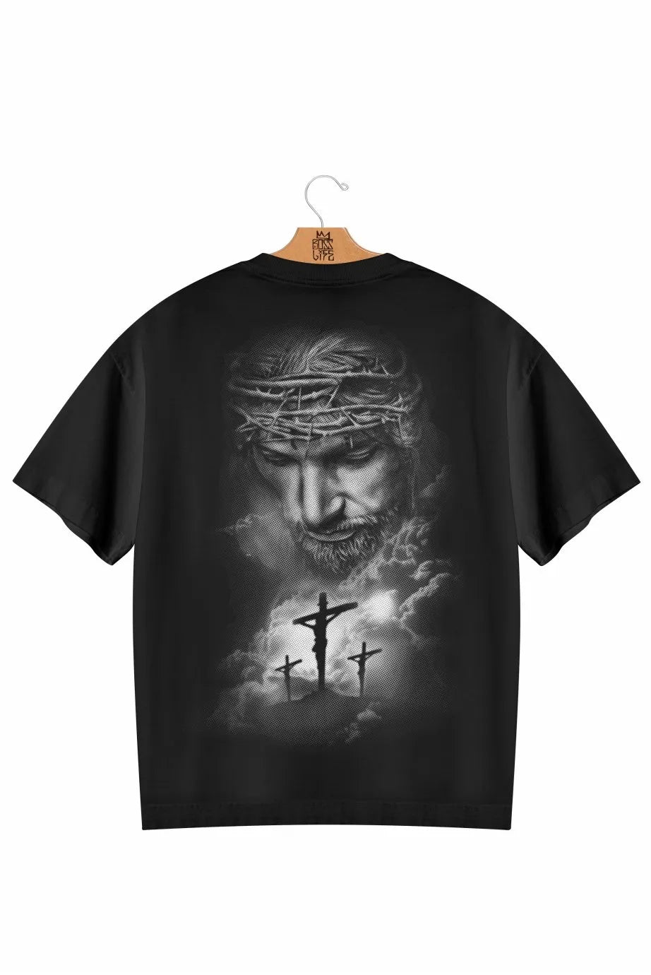 Camiseta Oversized Cross Bl Faith Frente e Costas