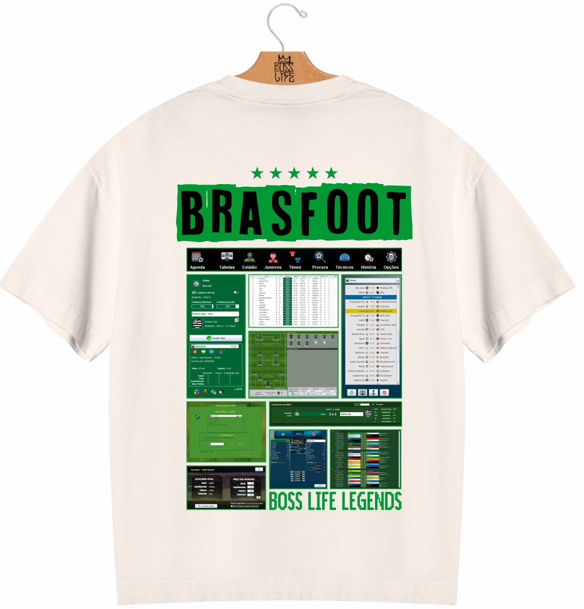 Camiseta Oversized Legends Brasfoot Manager Frente e Costas