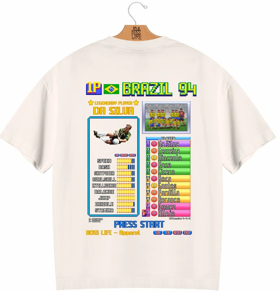 Camiseta Oversized Legends Card Da Silva Frente e Costas