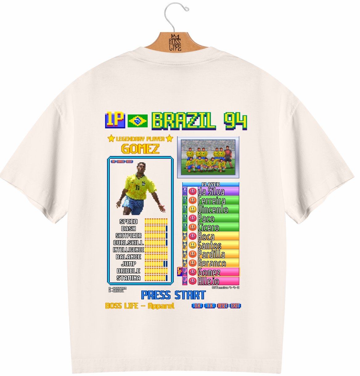 Camiseta Oversized Legends Card Gomez Frente e Costas