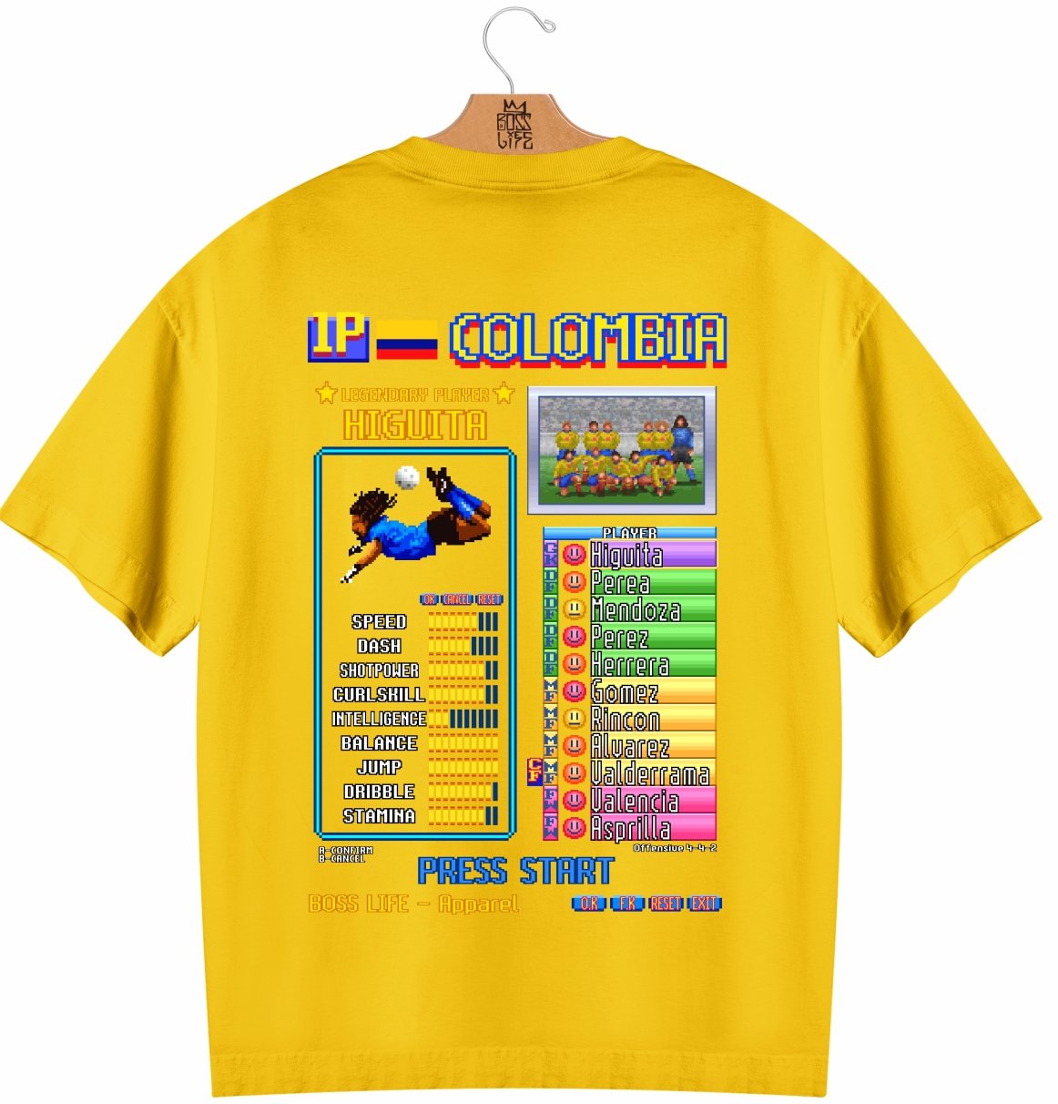 Camiseta Oversized Legends Card Higuita Frente e Costas