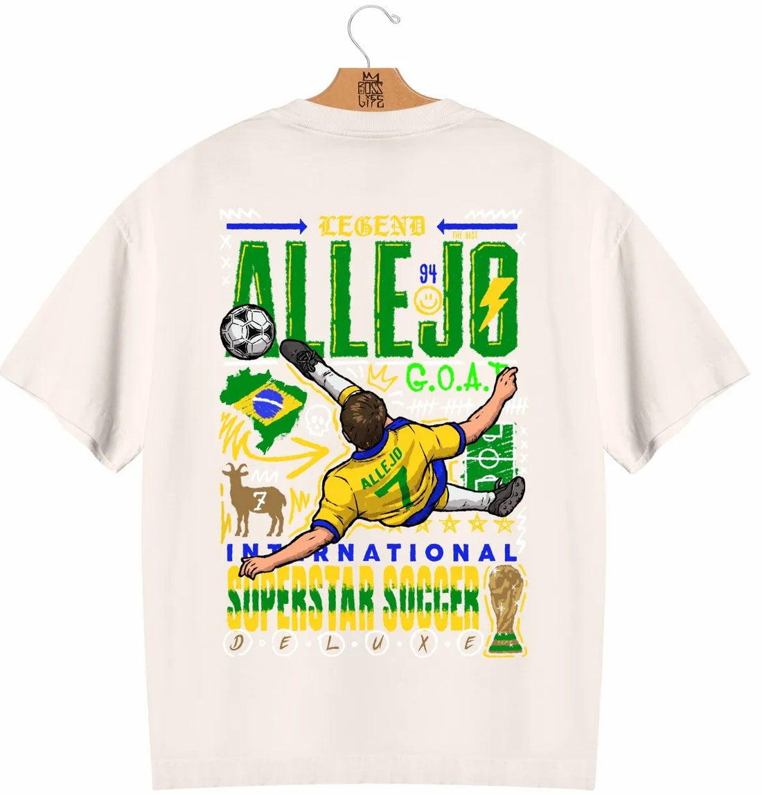Camiseta Oversized Legends Superstar Soccer Frente e Costas