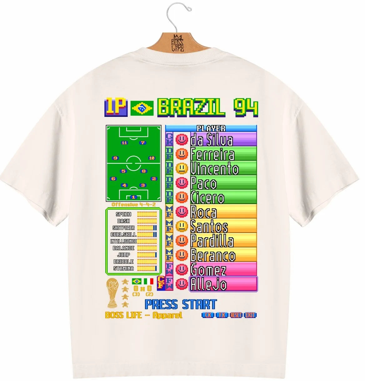 Camiseta Oversized Legends Brasil 94 Frente e Costas