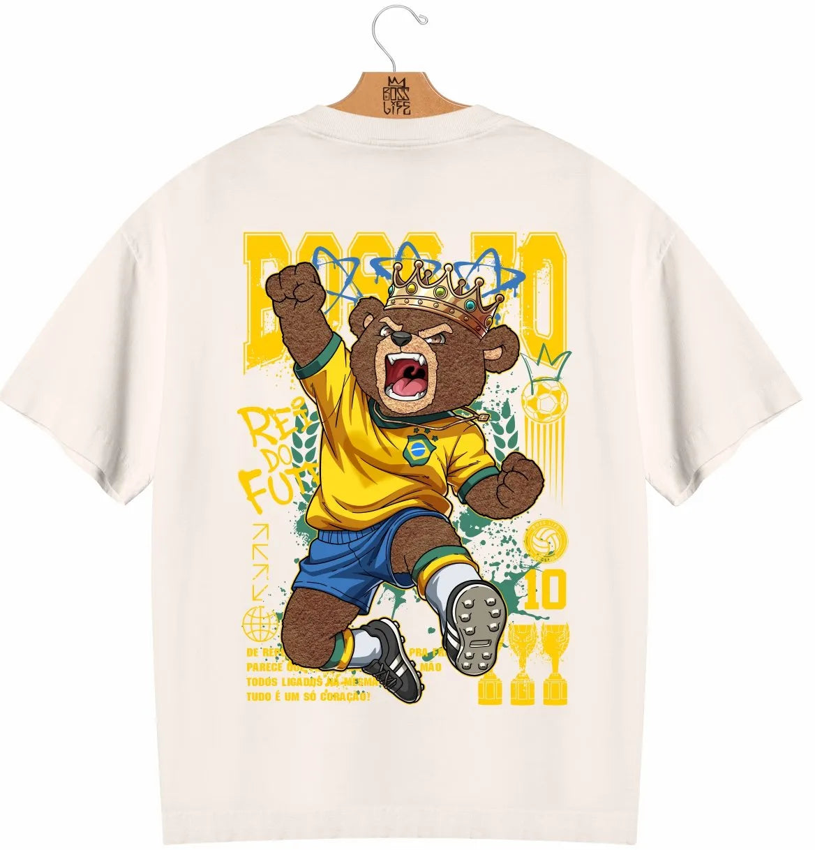 Camiseta Oversized Legends Rei do Futebol Frente e Costas