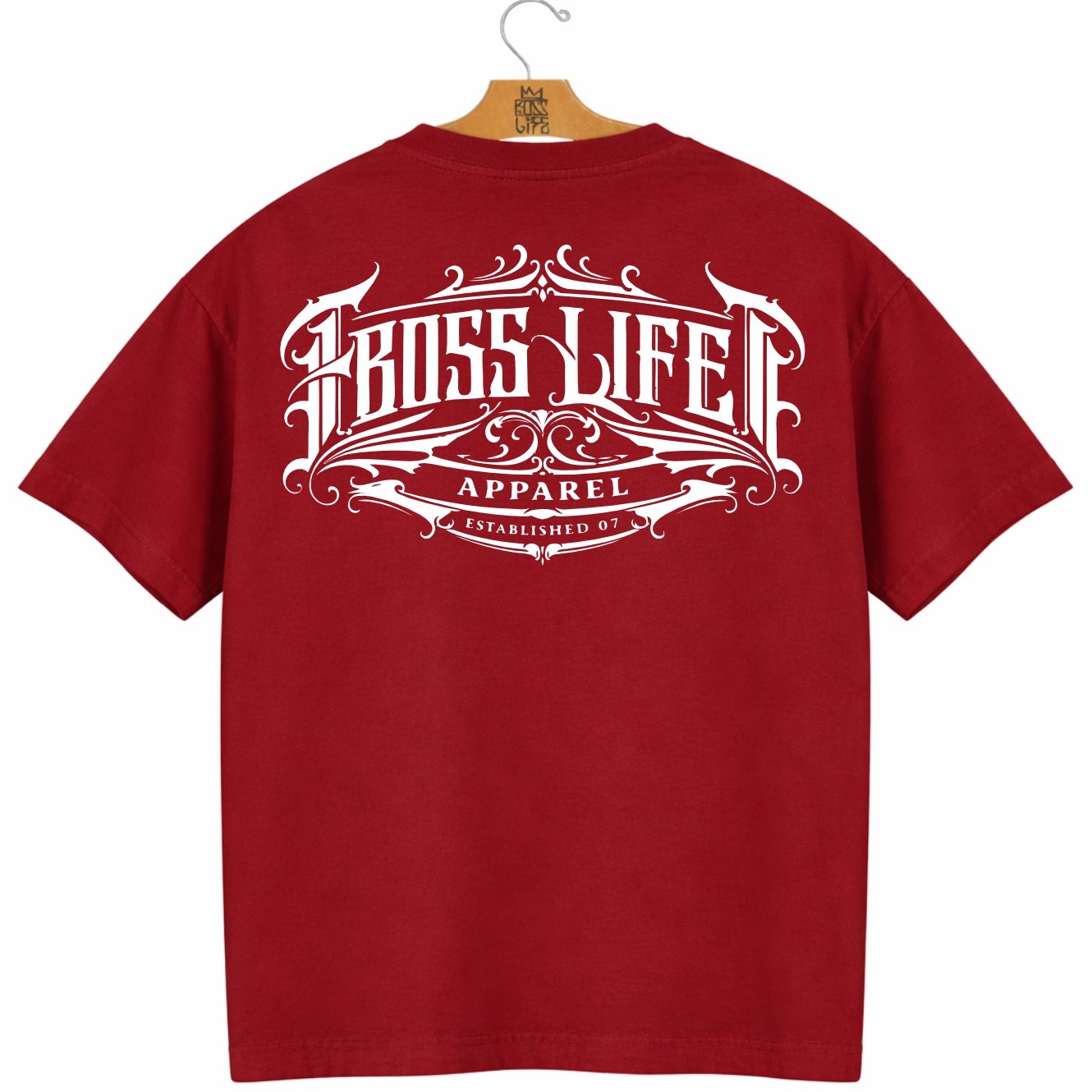 Camiseta Oversized Boss Life Signature Scroll – Frente e Costas