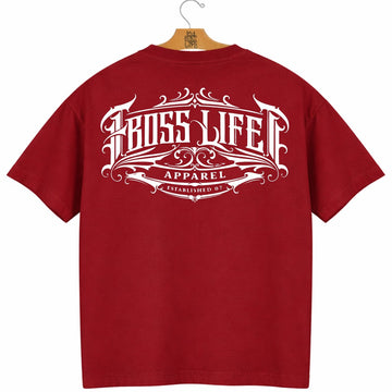 Camiseta Oversized Boss Life Signature Scroll – Frente e Costas