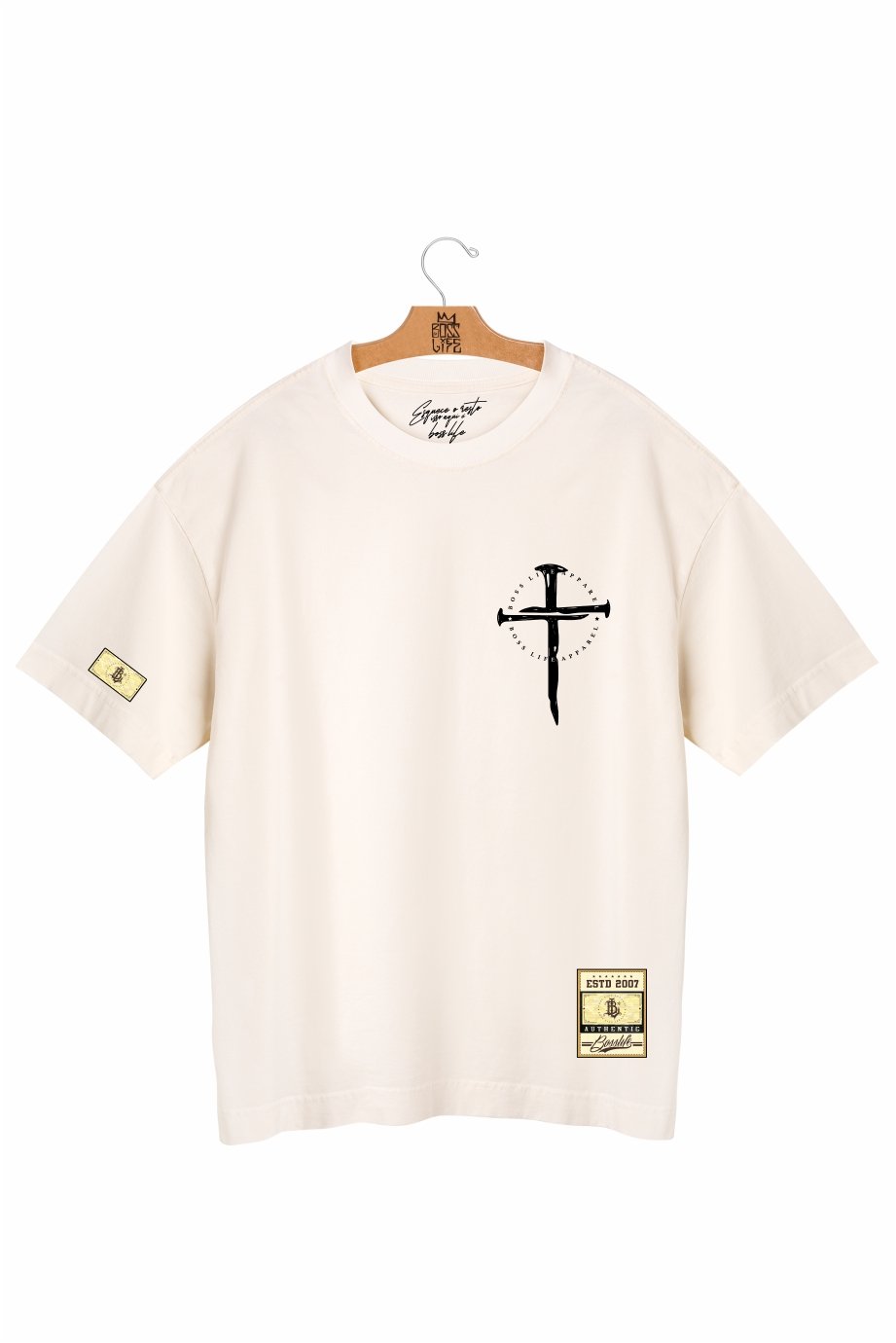 Camiseta Oversized Cross Bl Faith Frente e Costas