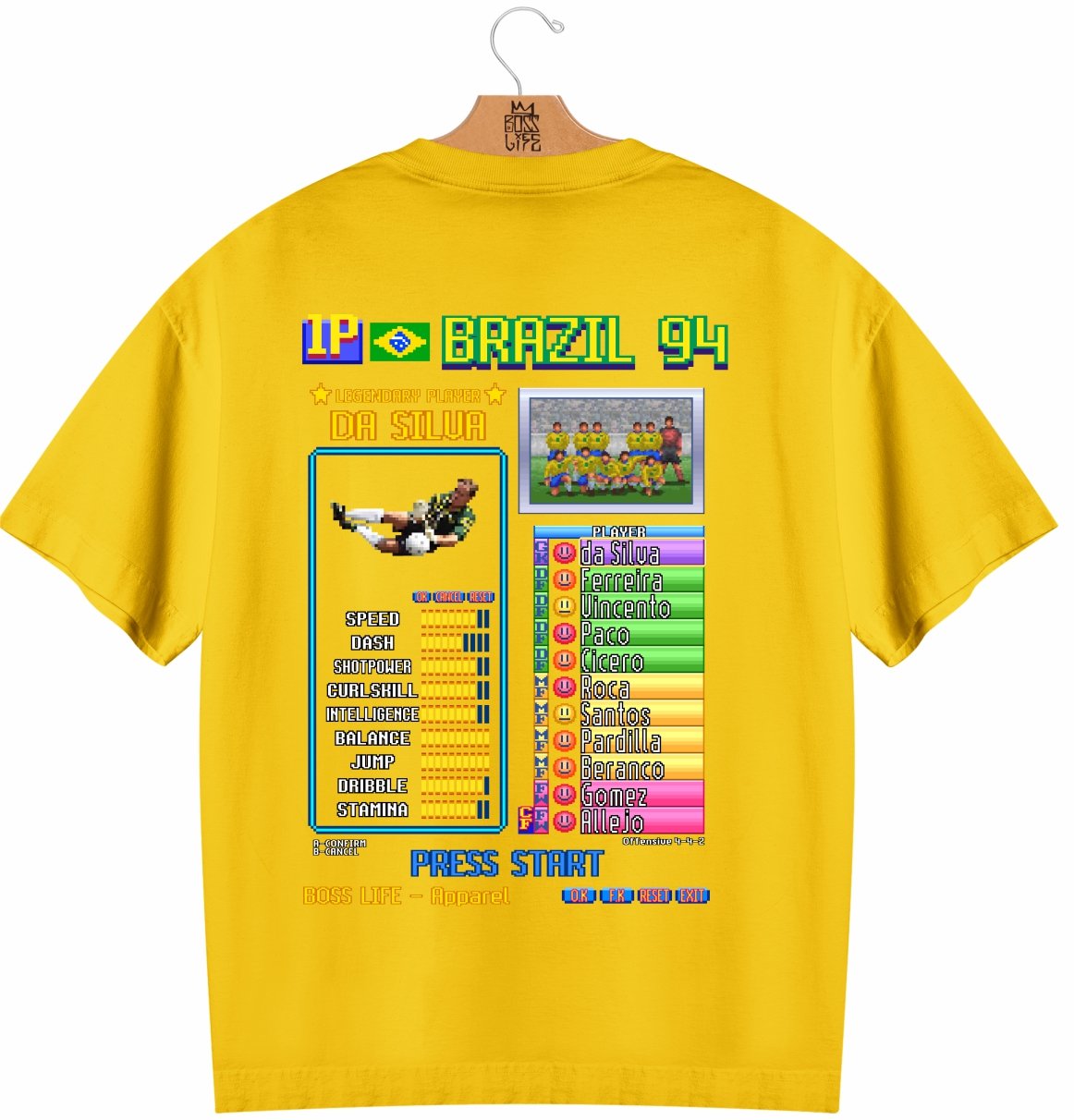 Camiseta Oversized Legends Card Da Silva Frente e Costas