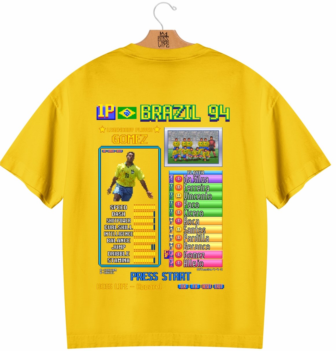 Camiseta Oversized Legends Card Gomez Frente e Costas
