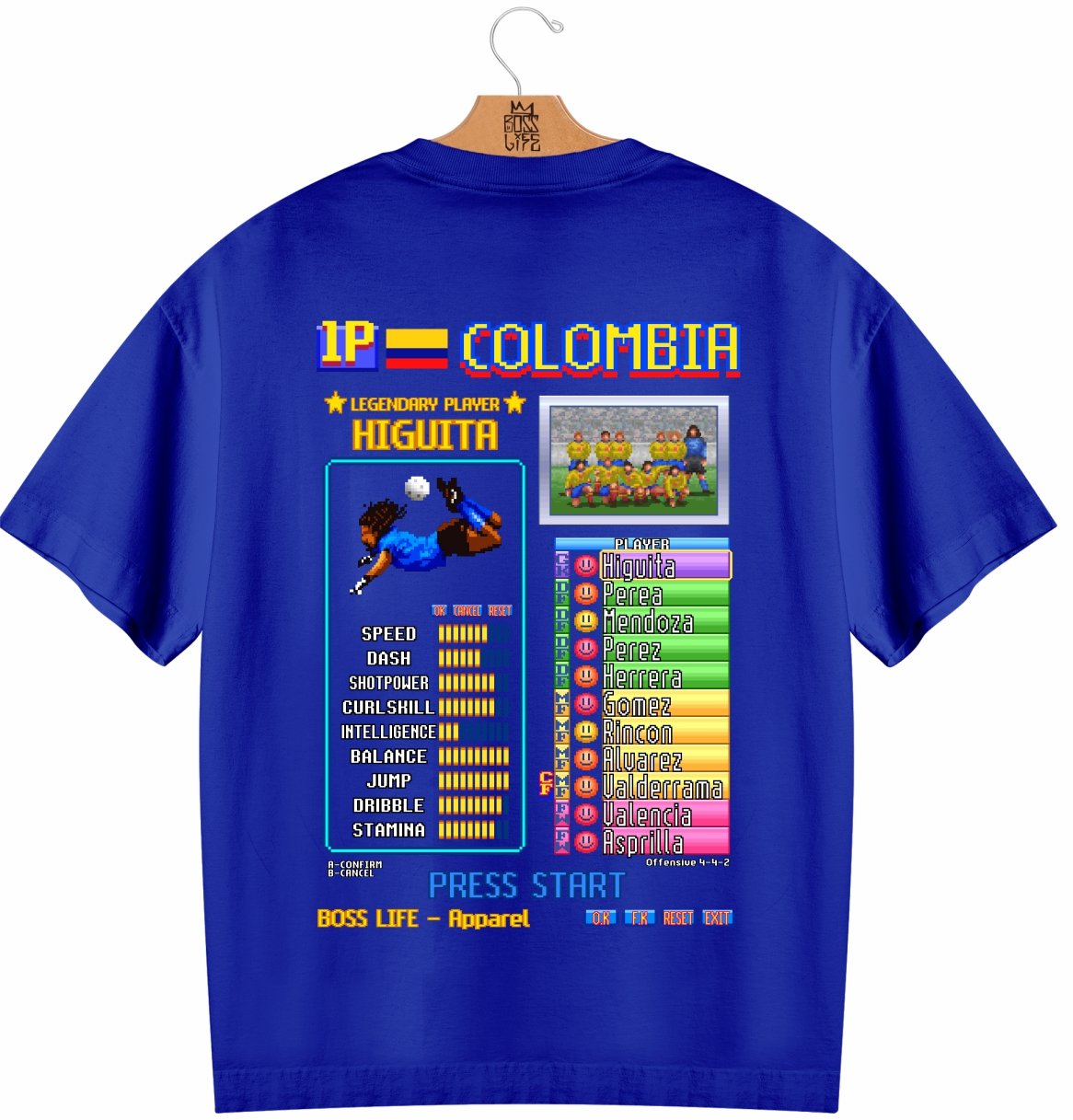 Camiseta Oversized Legends Card Higuita Frente e Costas