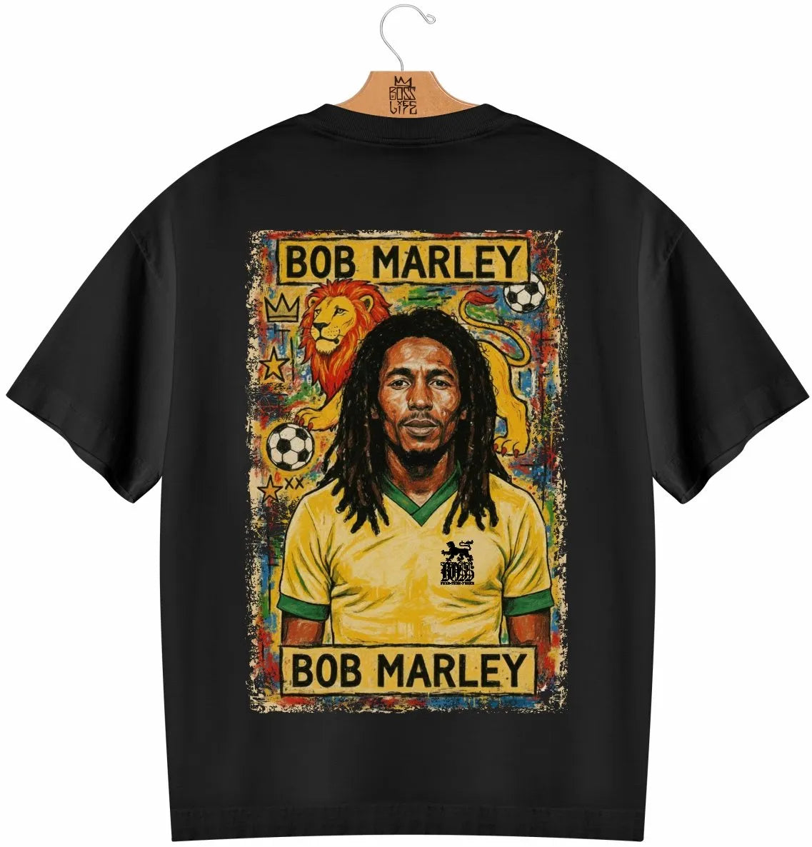 Camiseta Oversized Legends Bob Lion Frente e Costas