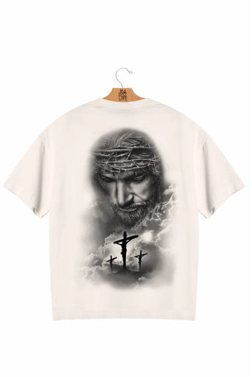 Camiseta Oversized Cross Bl Faith Frente e Costas