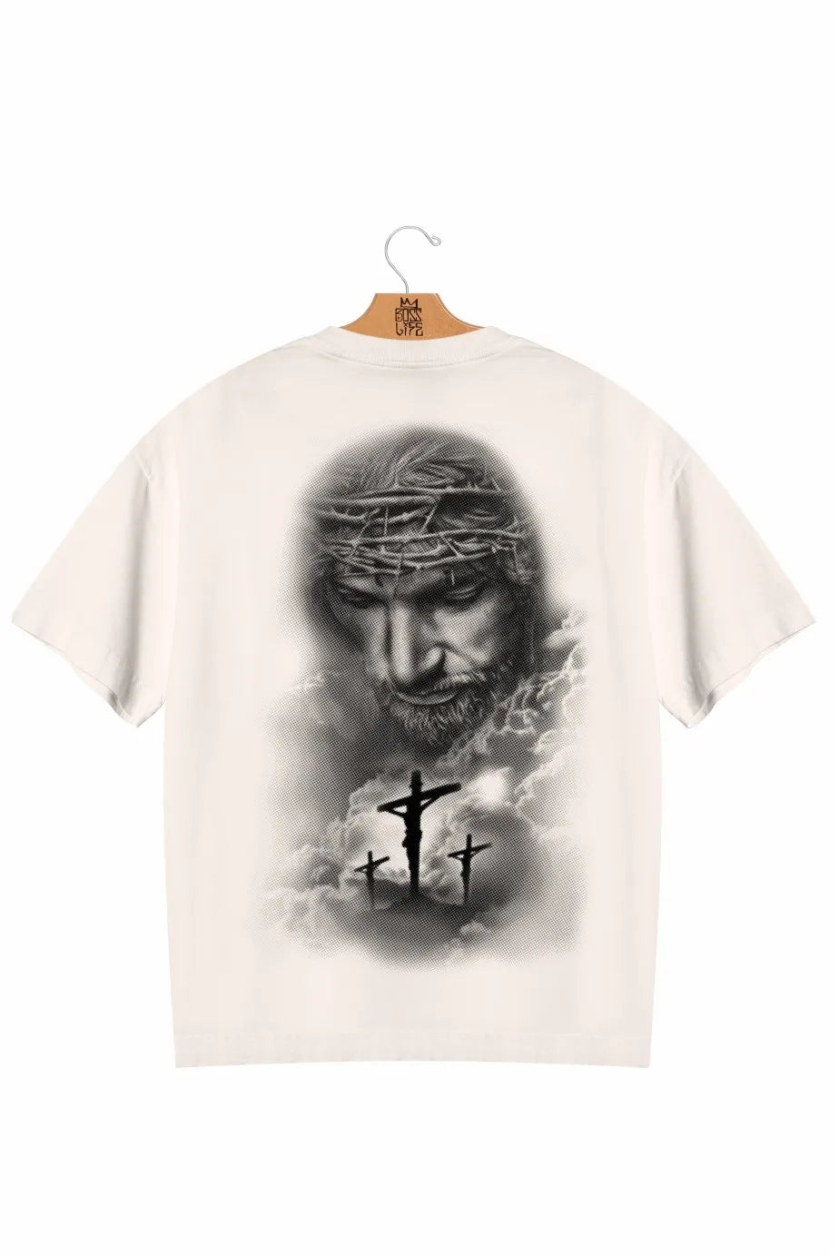 Camiseta Oversized Cross Bl Faith Frente e Costas