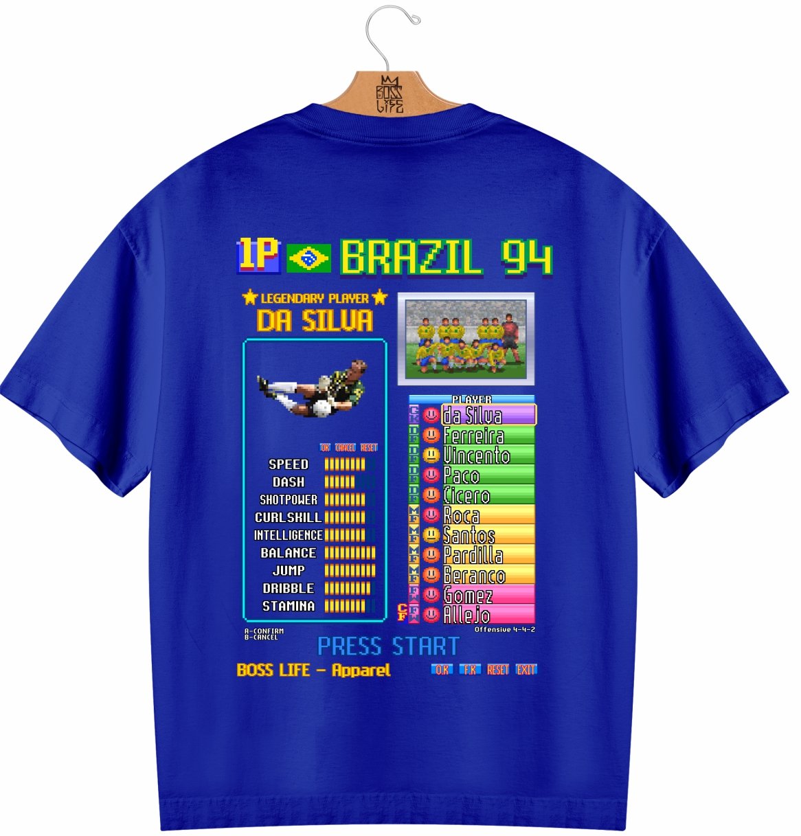 Camiseta Oversized Legends Card Da Silva Frente e Costas