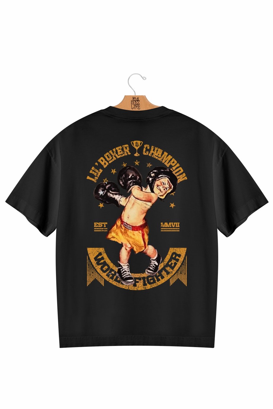 Camiseta Oversized Champion Boxing Frente e Costas