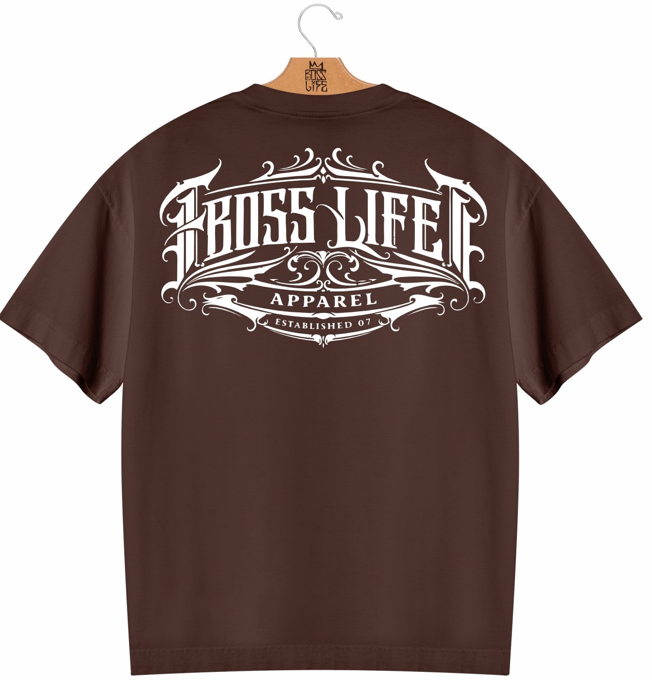 Camiseta Oversized Boss Life Signature Scroll – Frente e Costas