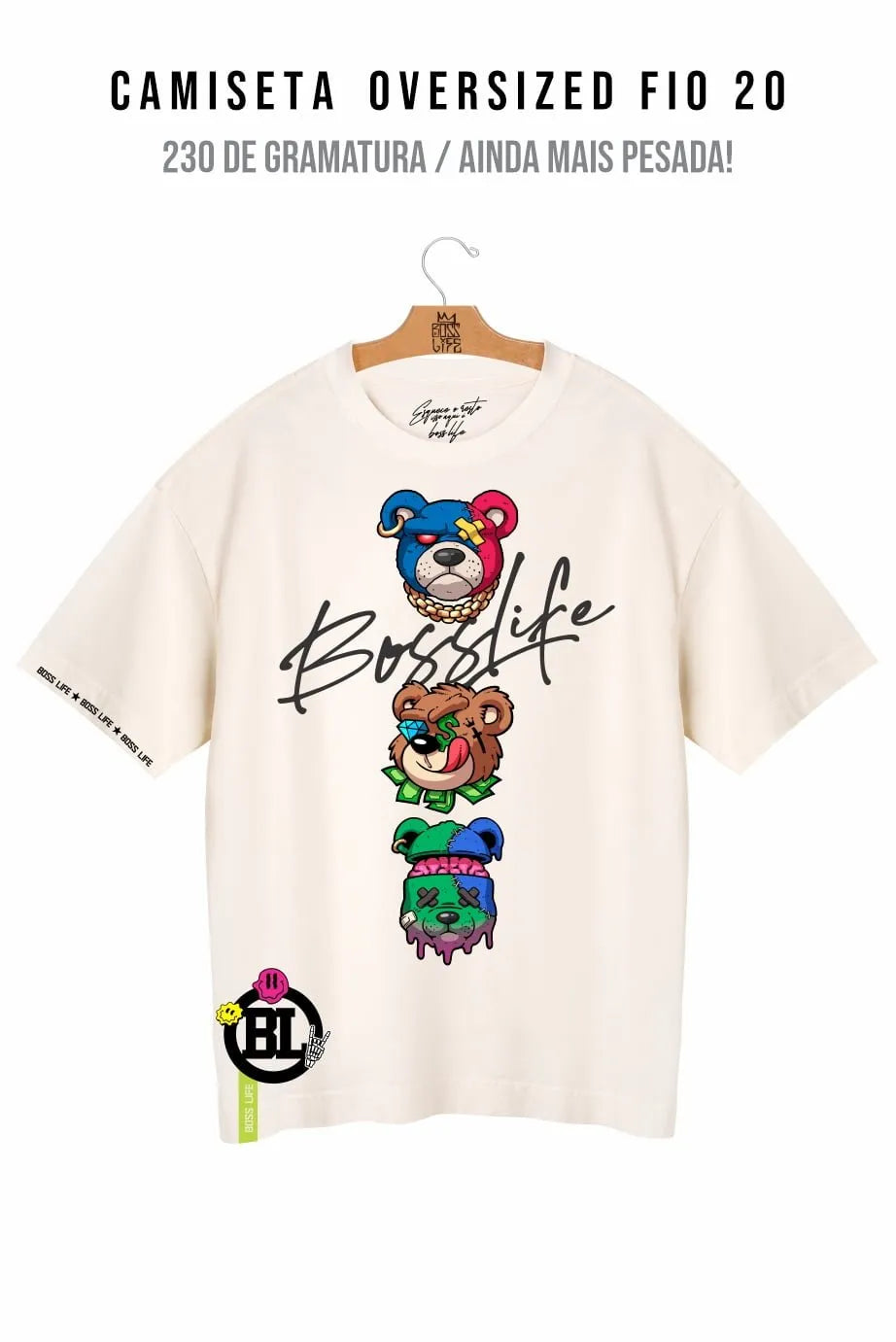 Camiseta Oversized Bl Bear Three