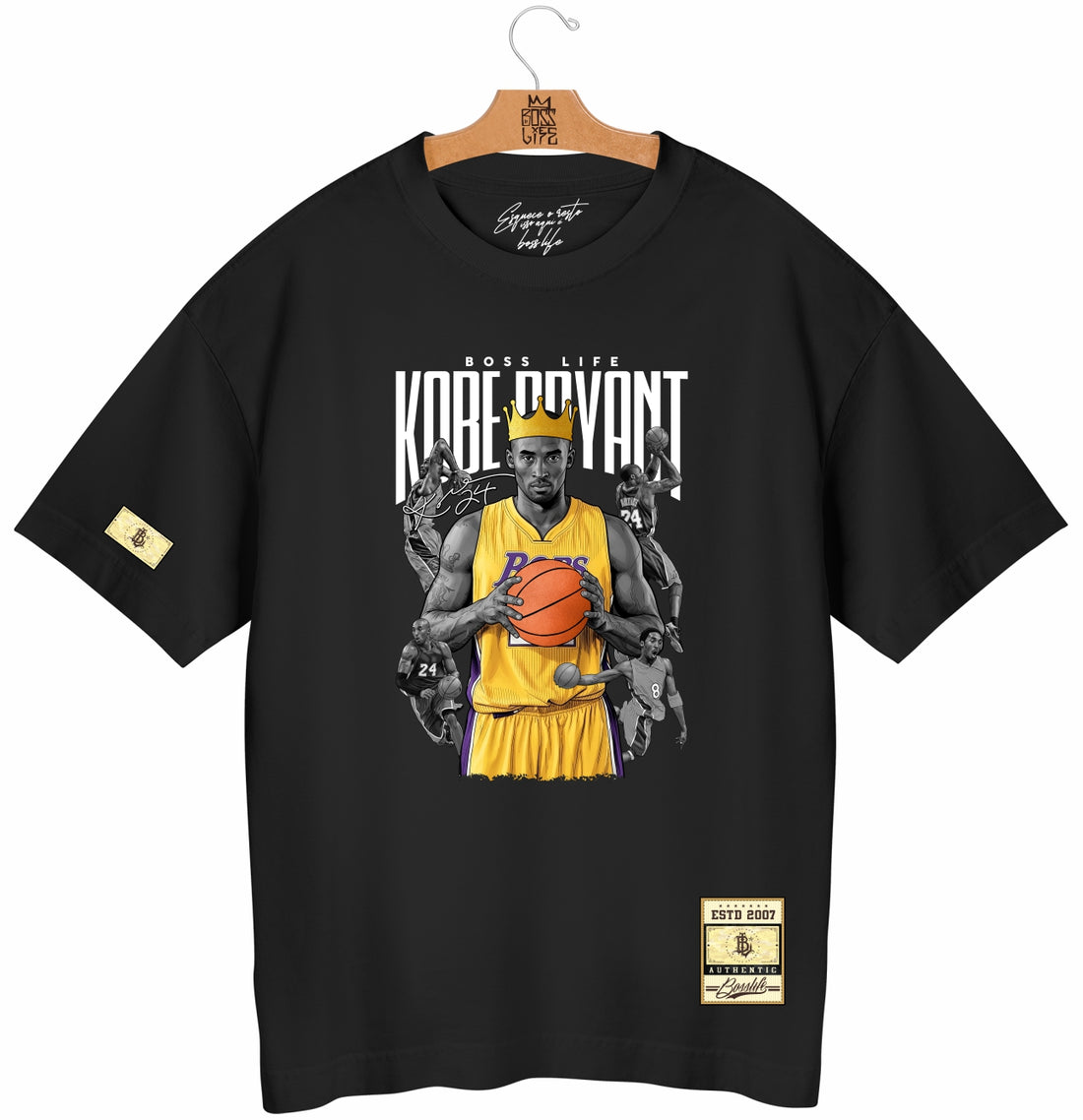 Camiseta Oversized Kobe Bryant Boss Life Basket - Preto Frente