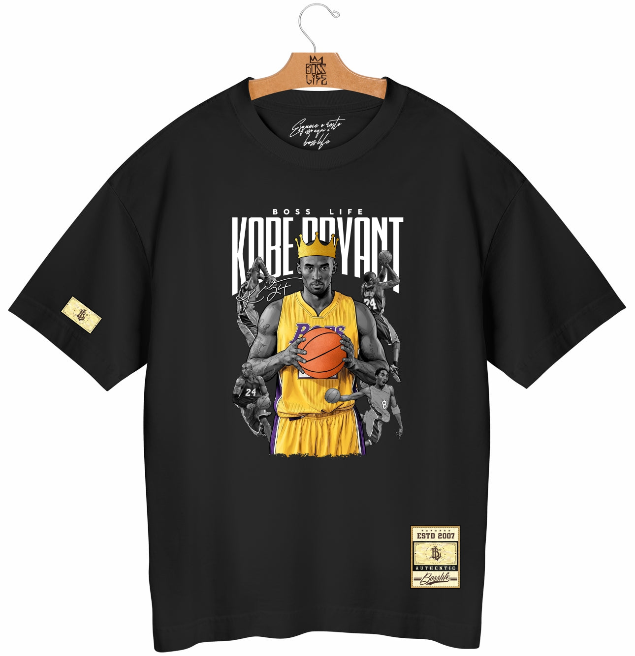 Camiseta Oversized Kobe Bryant Boss Life Basket - Preto Frente
