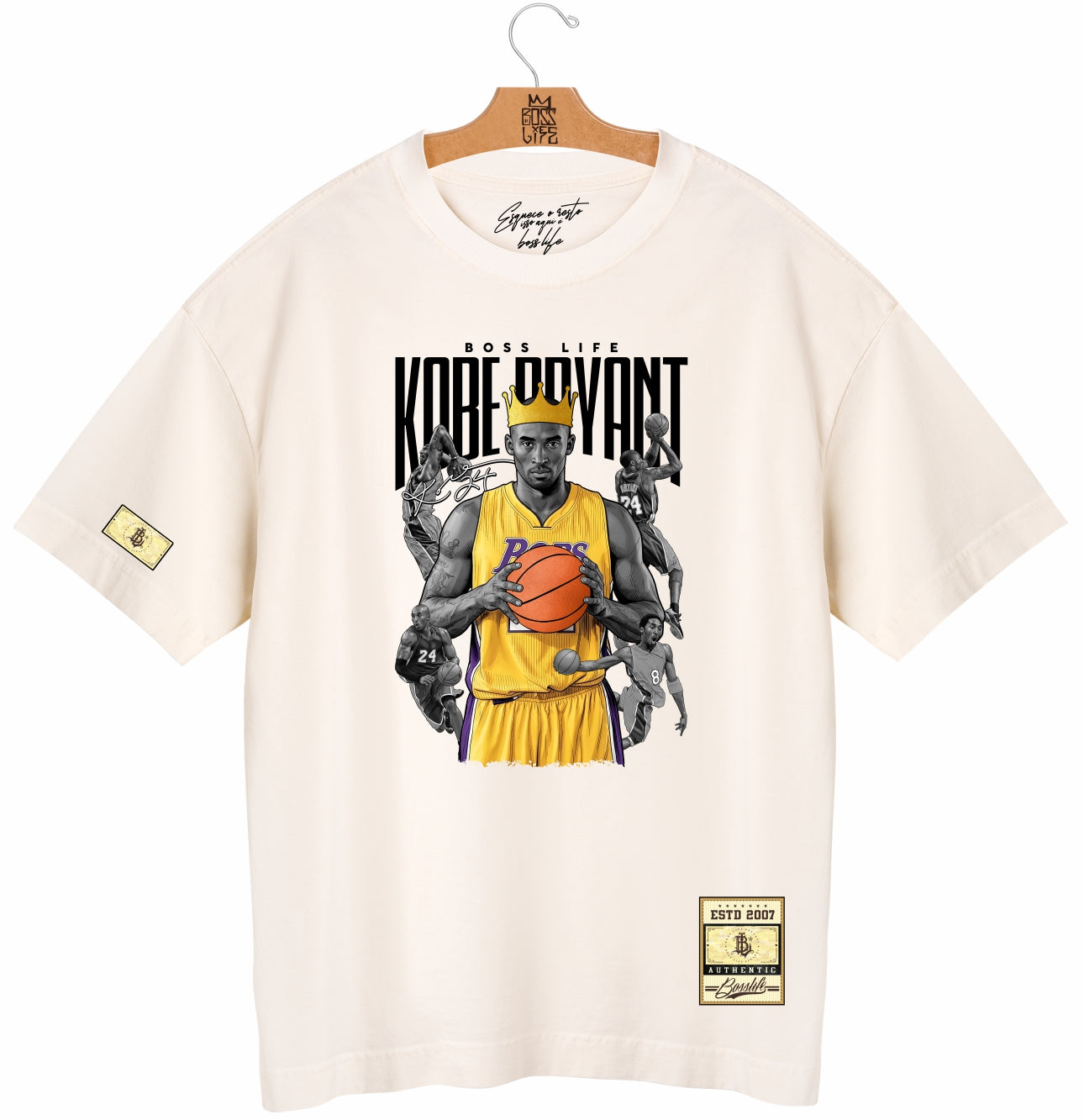 Camiseta Oversized Kobe Bryant Boss Life Basket - Off White Frente