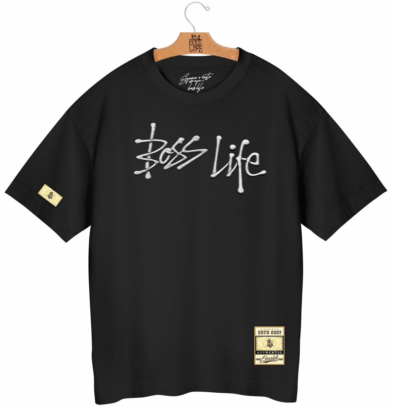 Camiseta Oversized Boss Life Signature - Preto
