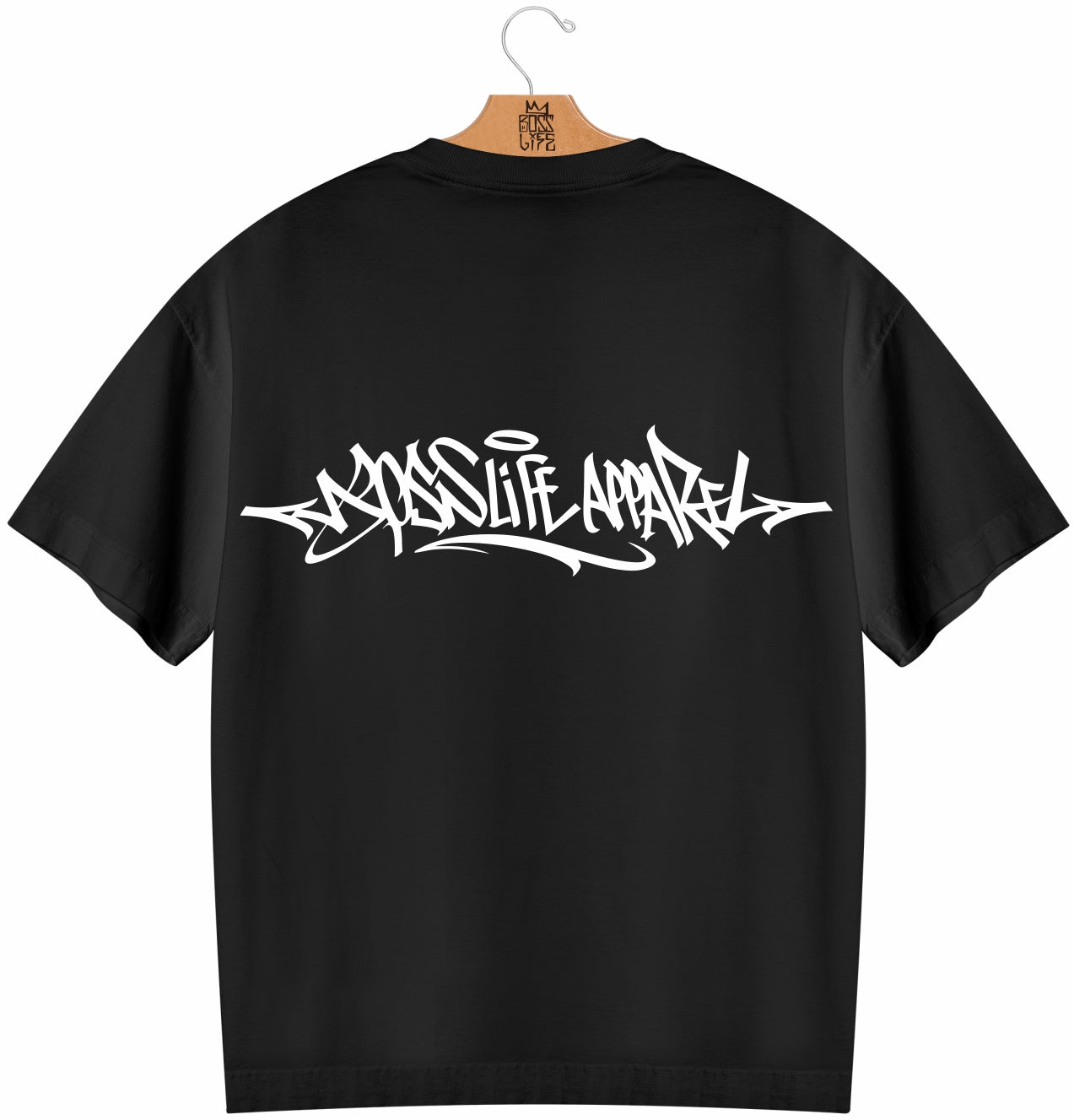 Camiseta Oversized Boss Life Apparel Tag - Preto Costas