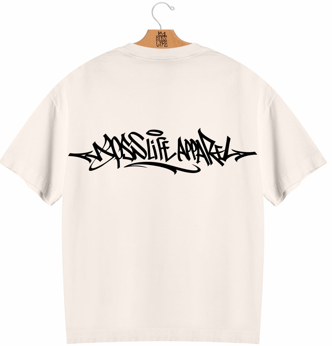 Camiseta Oversized Boss Life Apparel Tag - Off White