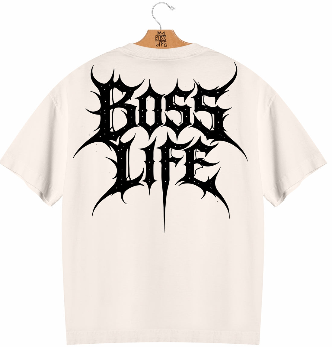 Camiseta Oversized Boss Life Death Metal - Off White