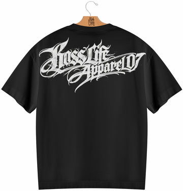 Camiseta Oversized Boss Life Apparel 07 Script Frente e Costas - Preto Costas