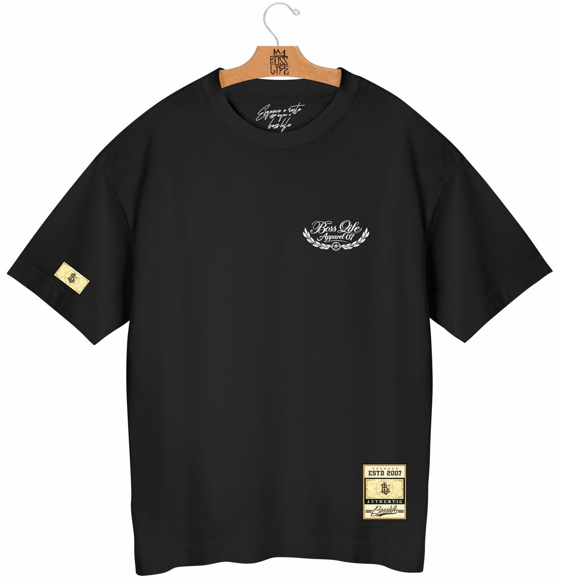 Camiseta Oversized Boss Life Black Jaguar Frente e Costas - Preto Costas