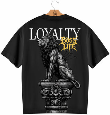 Camiseta Oversized Boss Life Loyalty Frente e Costas - Preto Costas