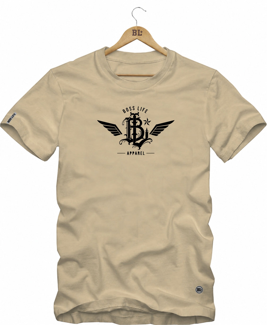 Camiseta BL Apparel Boss Life, cor Bege, vista frontal